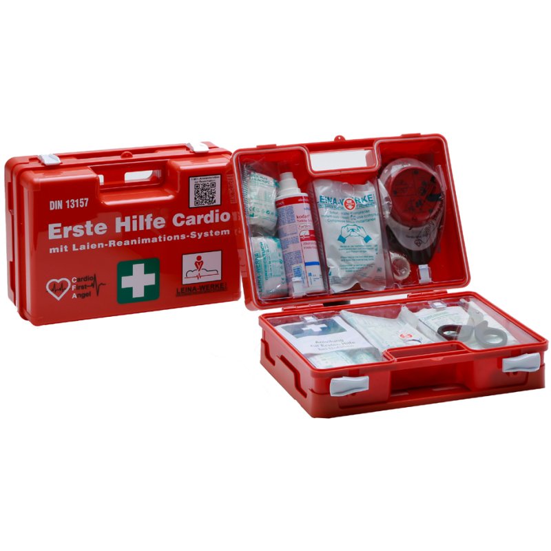 LEINA-WERKE mallette de premiers secours SAN CARDIO, DIN 13157, orange, 310×130×210 mm